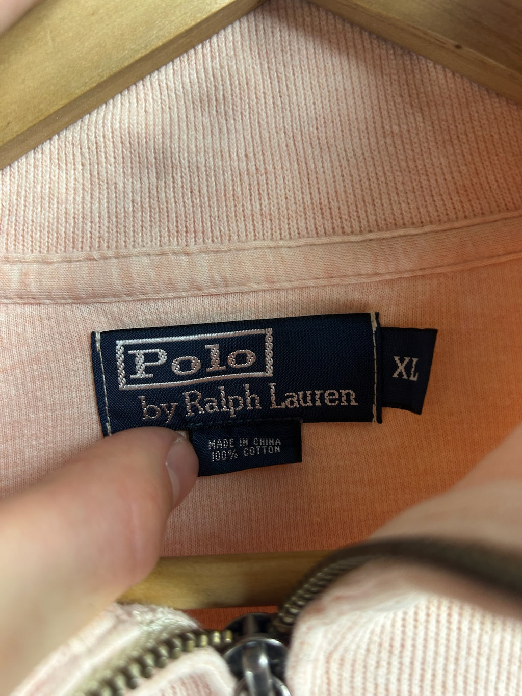 Pull zippé Ralph Lauren rose - Homme - Taille XL