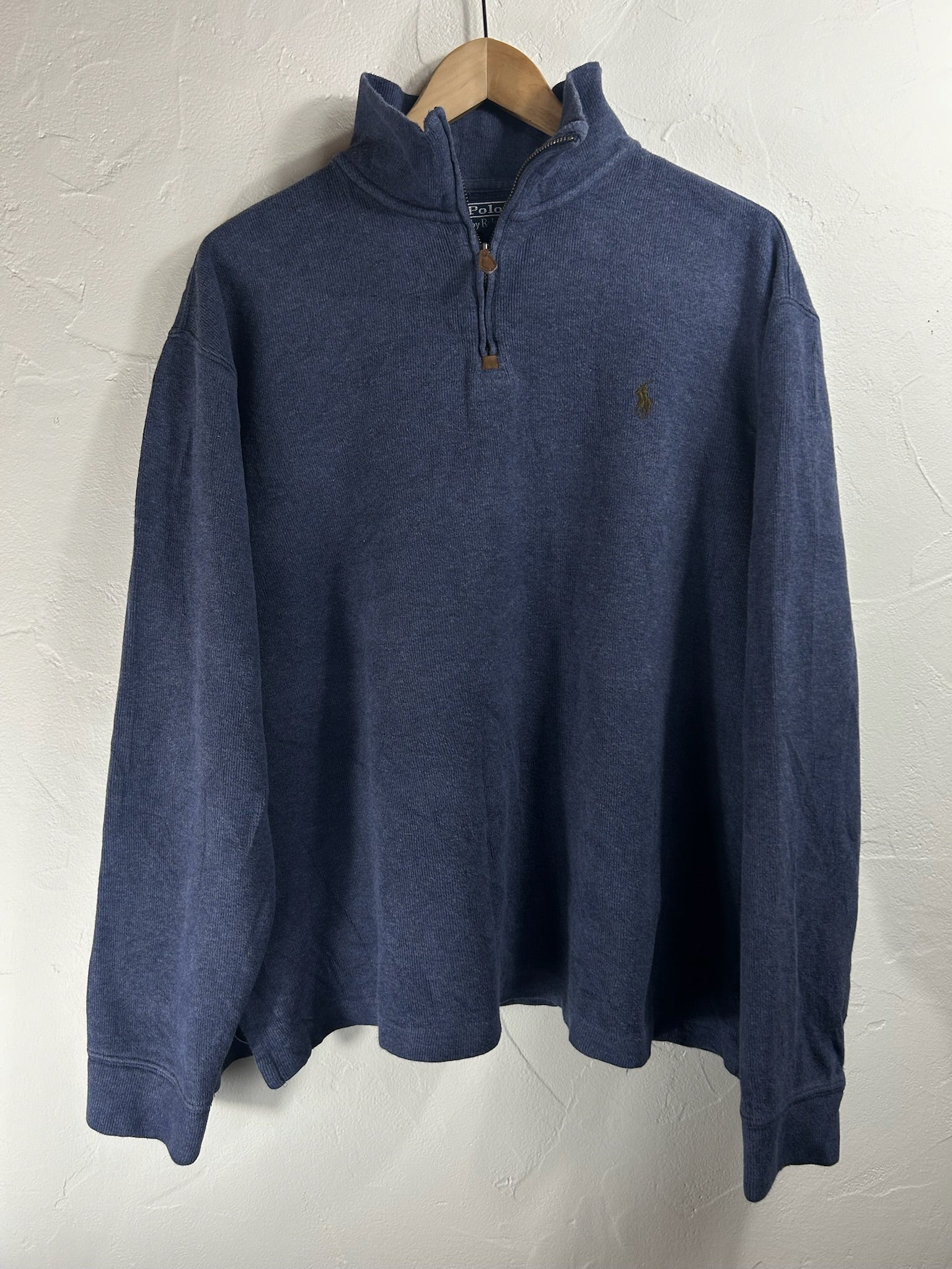 Pull zippé Ralph Lauren bleu - Homme - Taille L