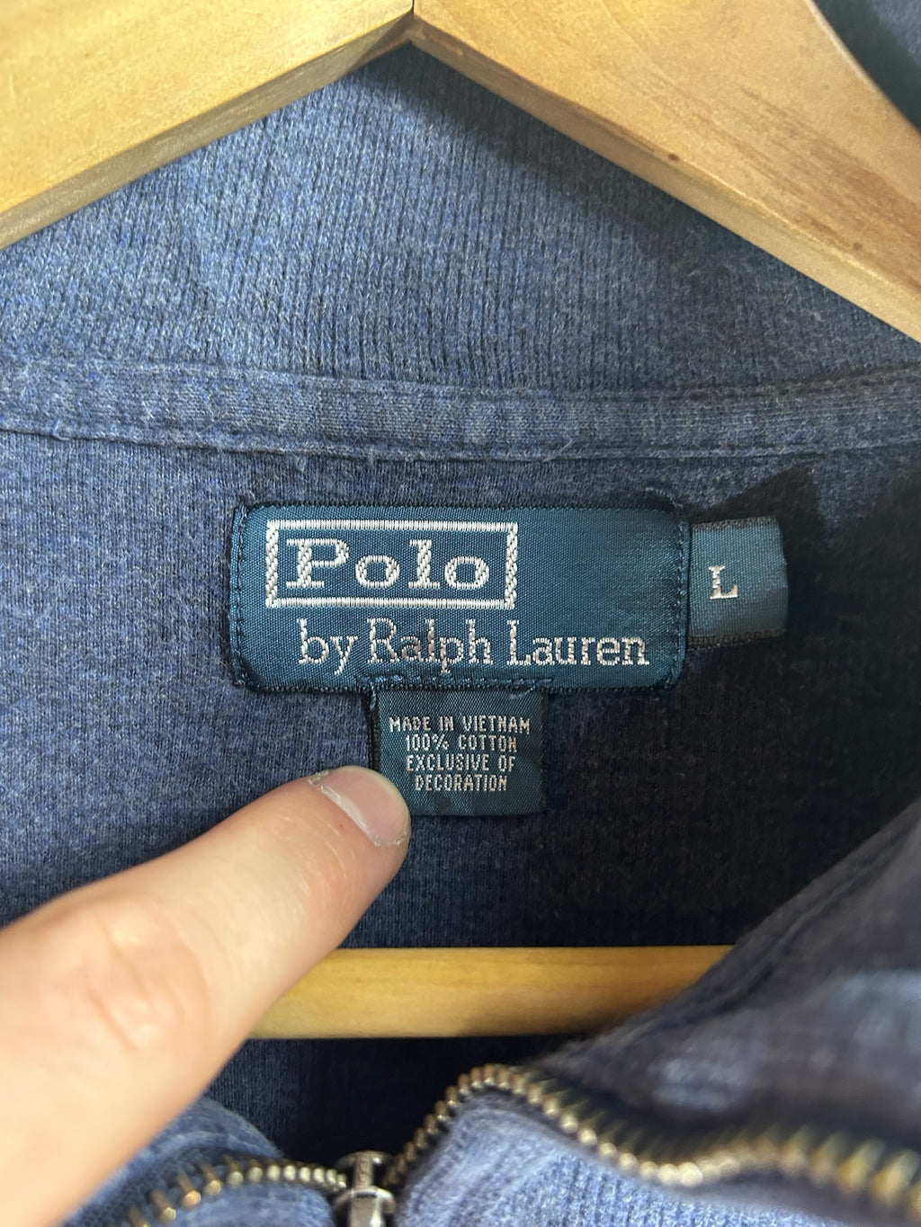 Pull zippé Ralph Lauren bleu - Homme - Taille L