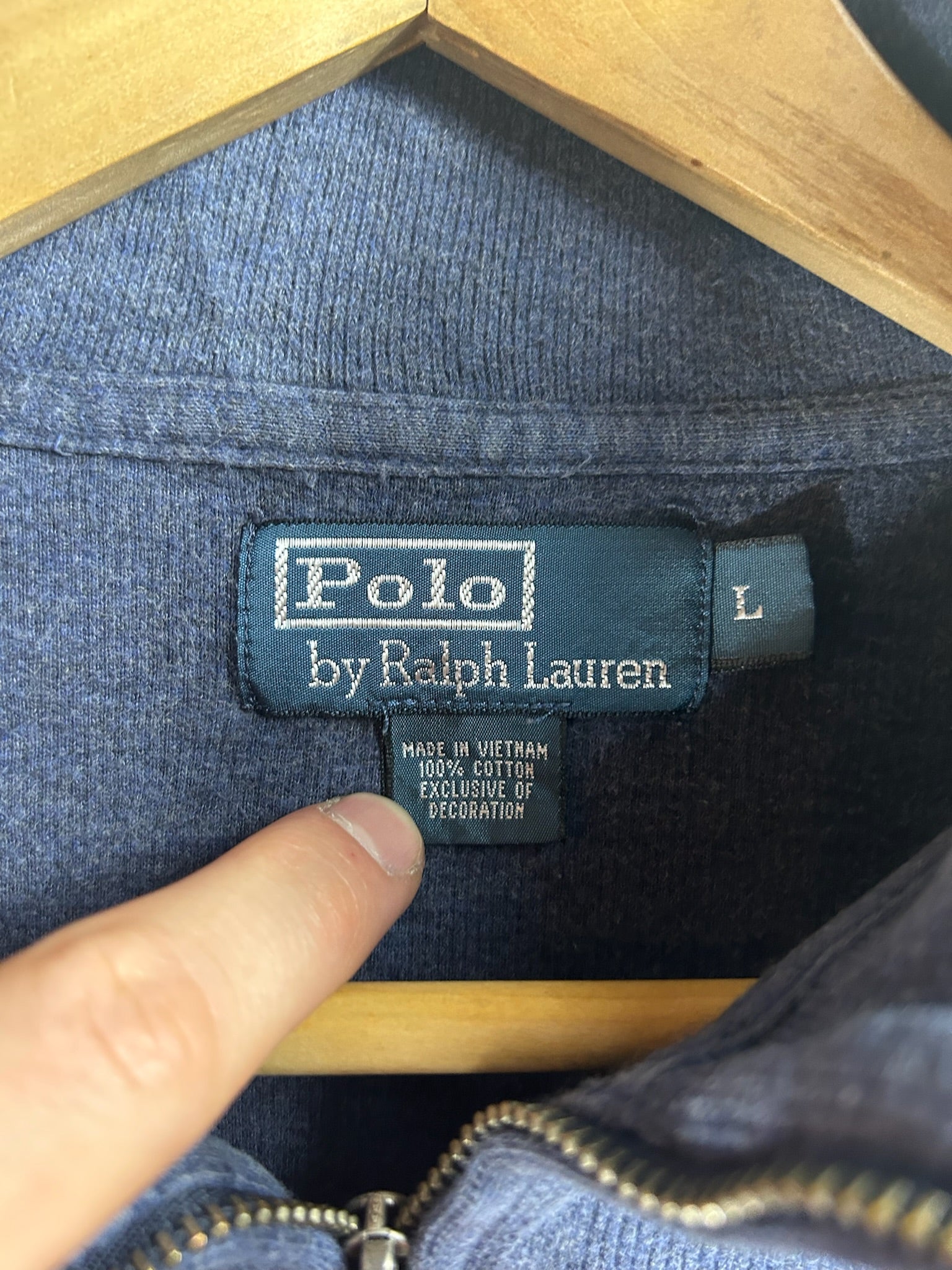 Pull zippé Ralph Lauren bleu - Homme - Taille L