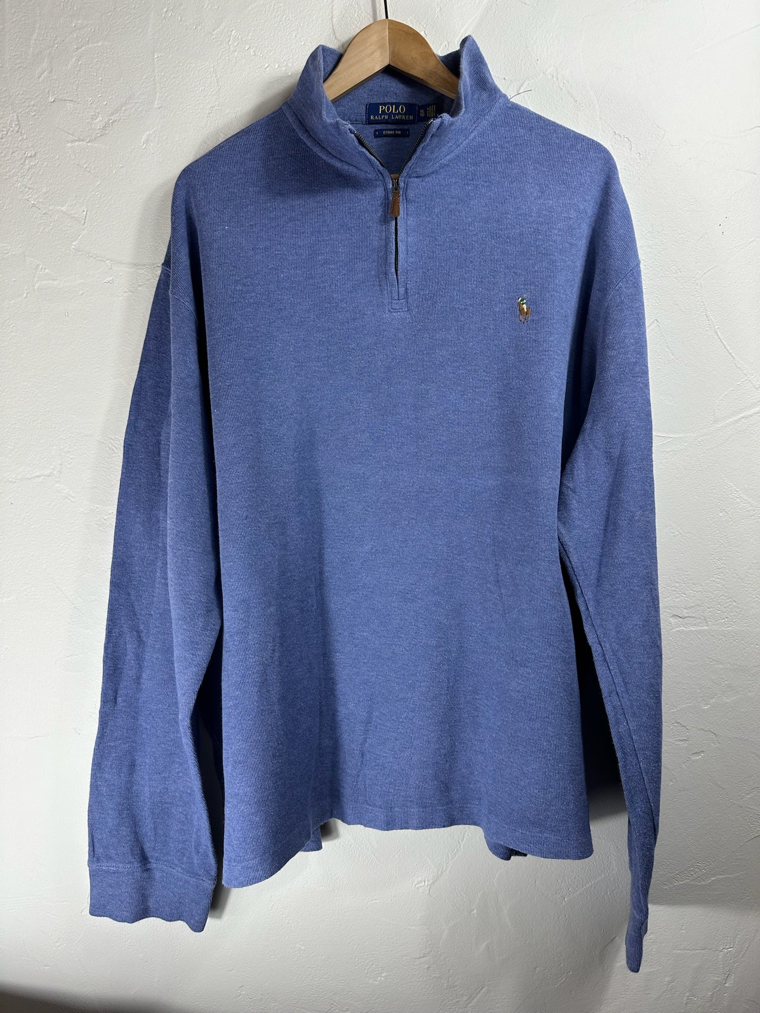 Pull zippé Ralph Lauren bleu - Homme - Taille XL