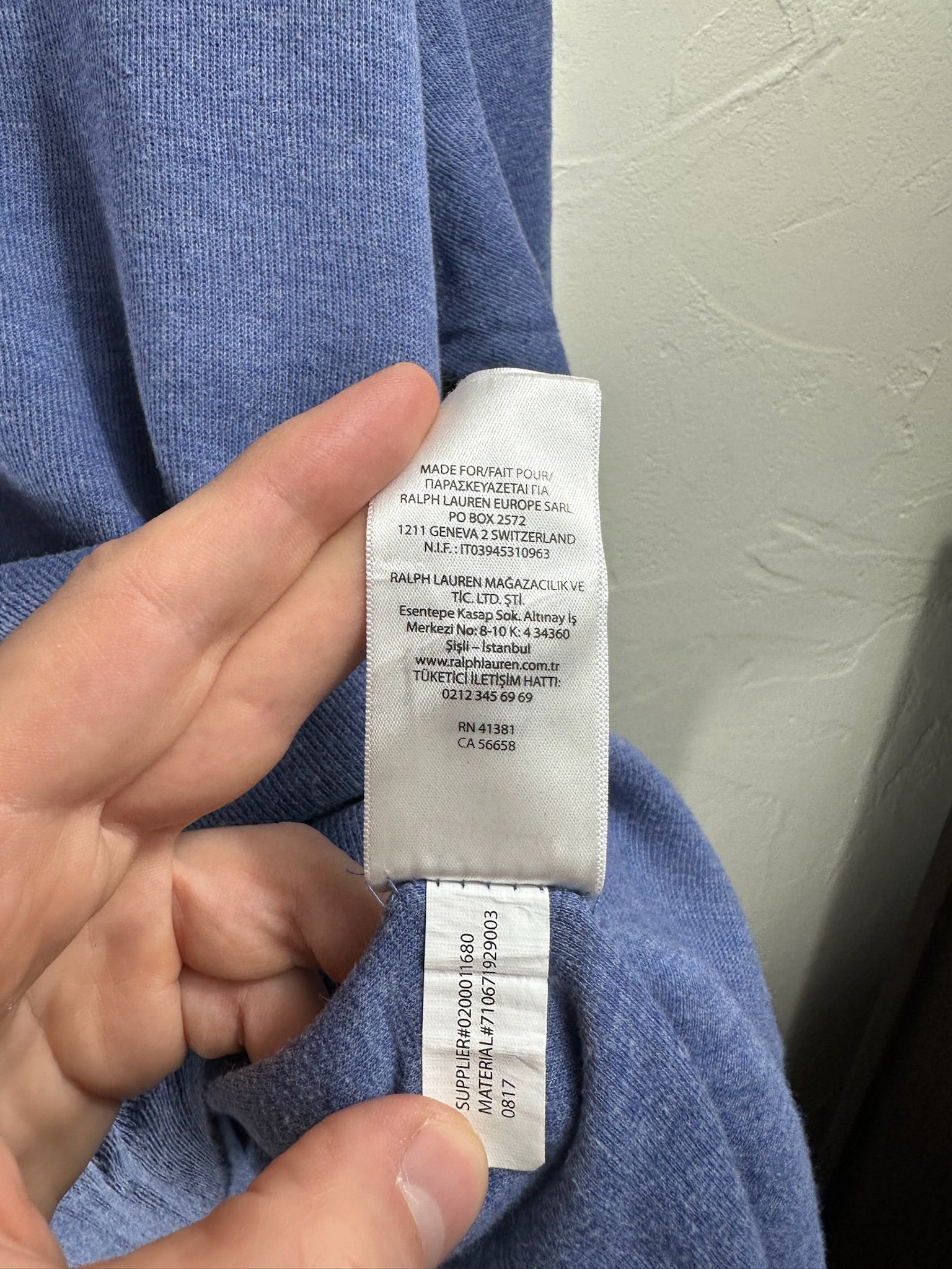 Pull zippé Ralph Lauren bleu - Homme - Taille XL