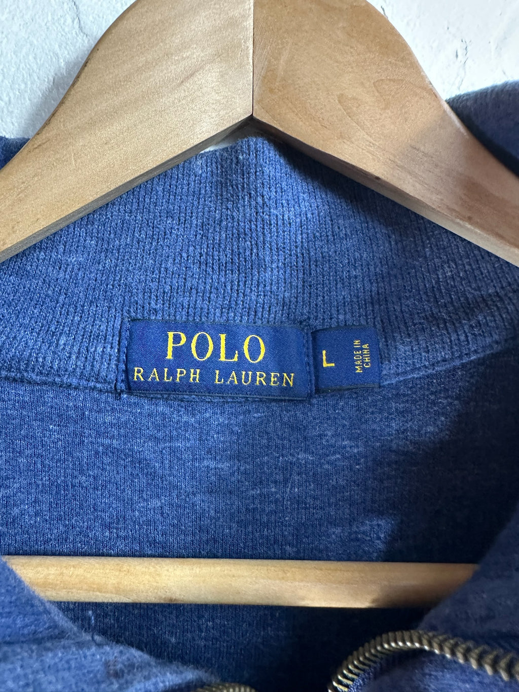 Pull zippé Ralph Lauren bleu - Homme - Taille L