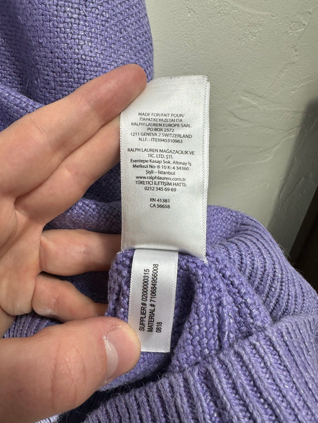 Pull zippé Ralph Lauren violet - Homme - Taille L