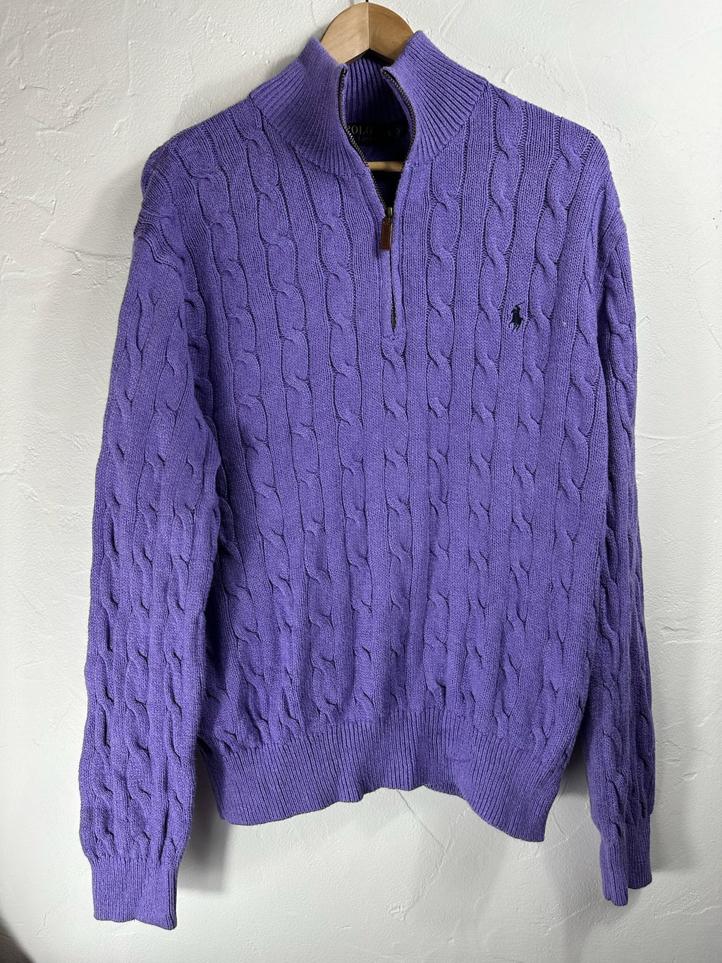 Pull zippé Ralph Lauren violet - Homme - Taille L