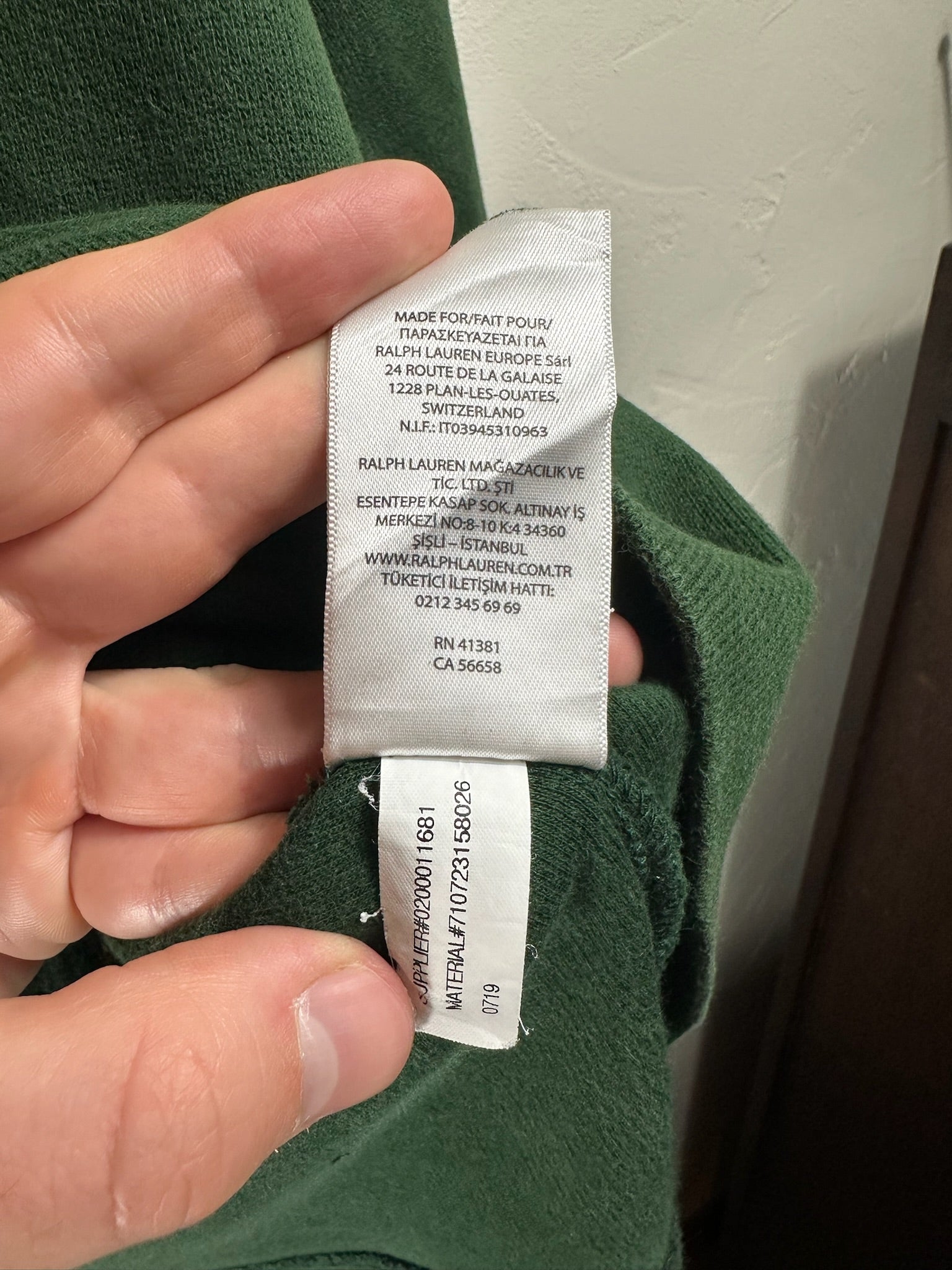 Pull zippé Ralph Lauren vert - Homme - Taille S