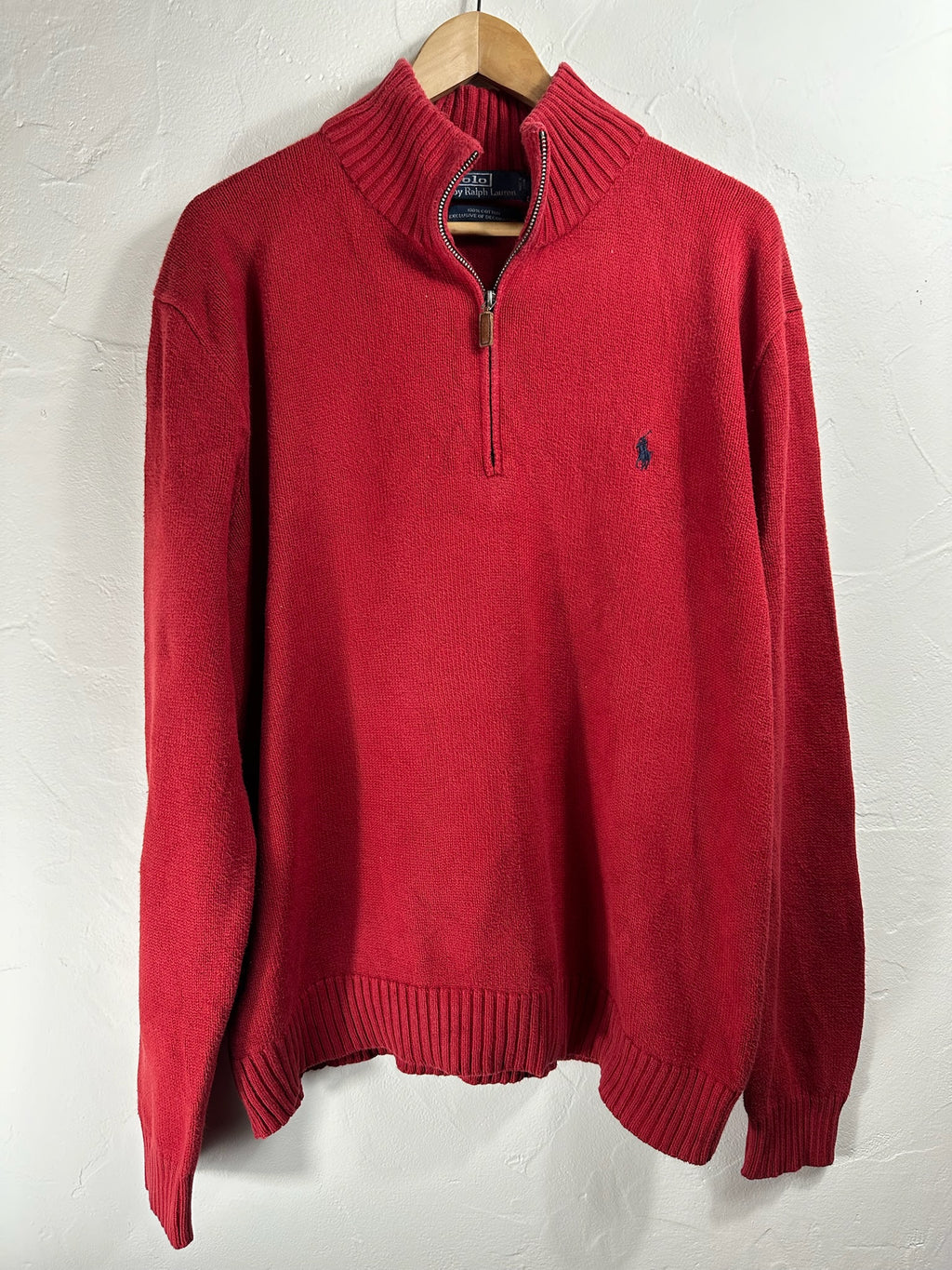 Pull zippé Ralph Lauren rouge - Homme - Taille XL