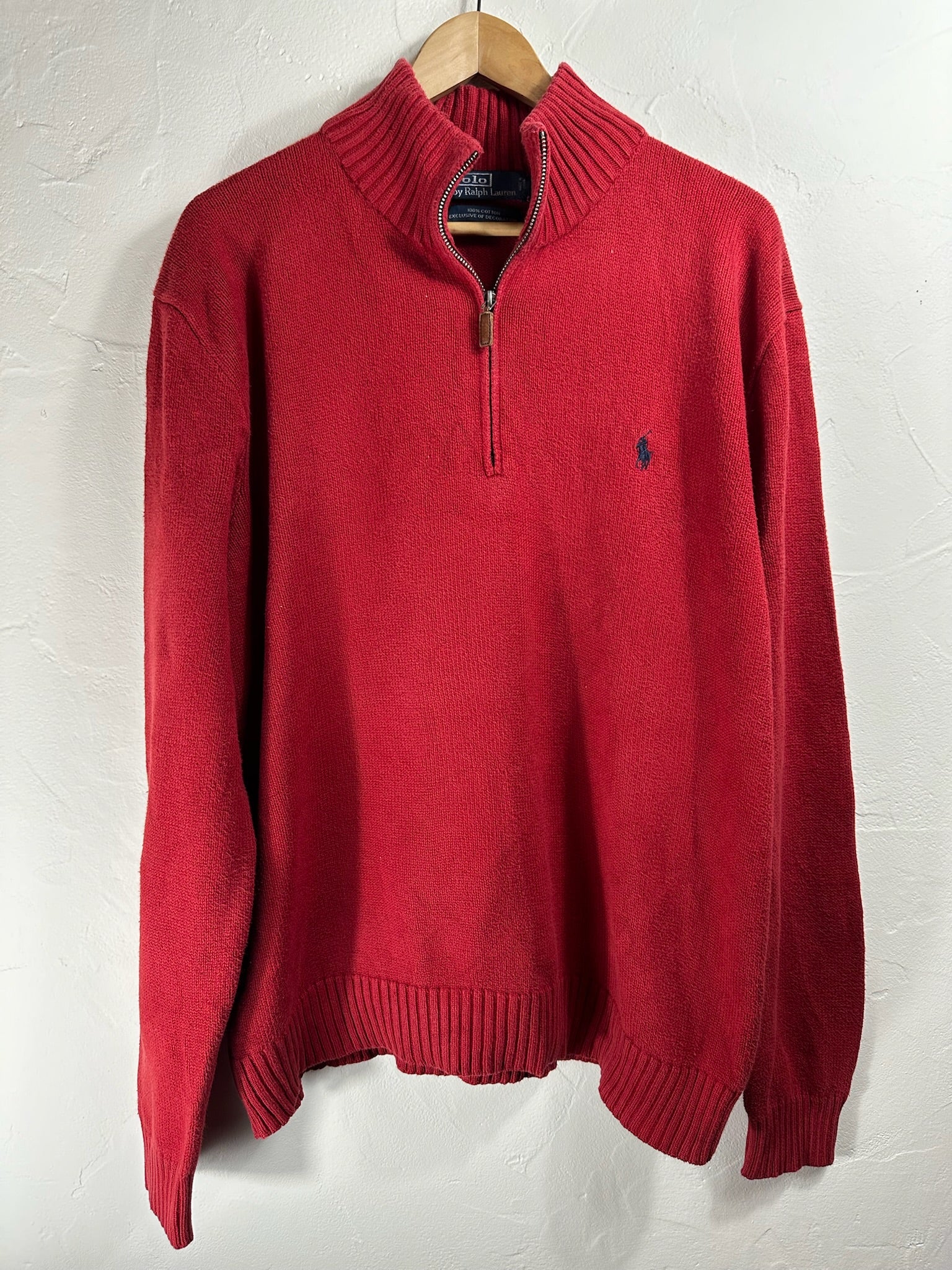 Pull zippé Ralph Lauren rouge - Homme - Taille XL