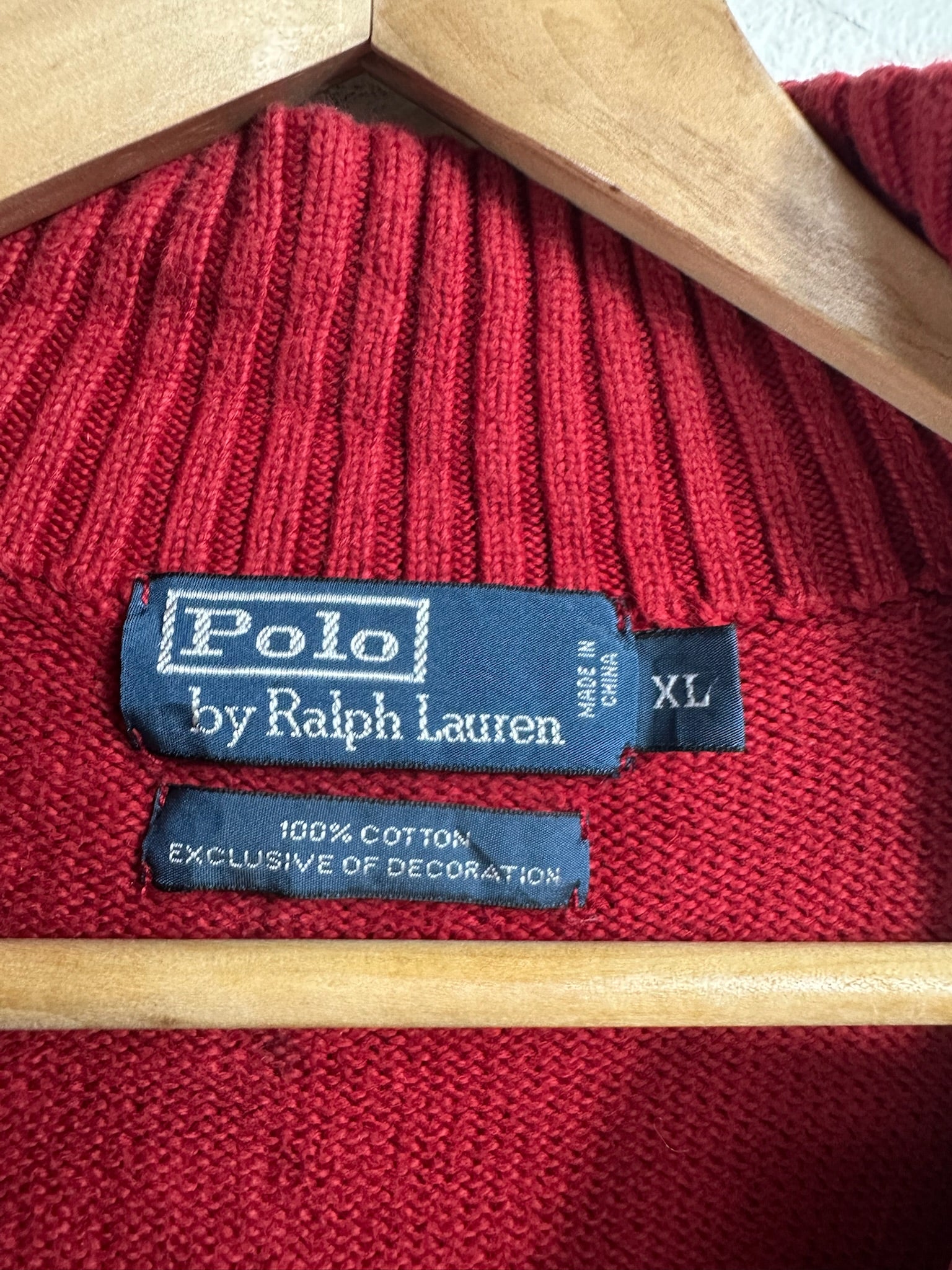 Pull zippé Ralph Lauren rouge - Homme - Taille XL