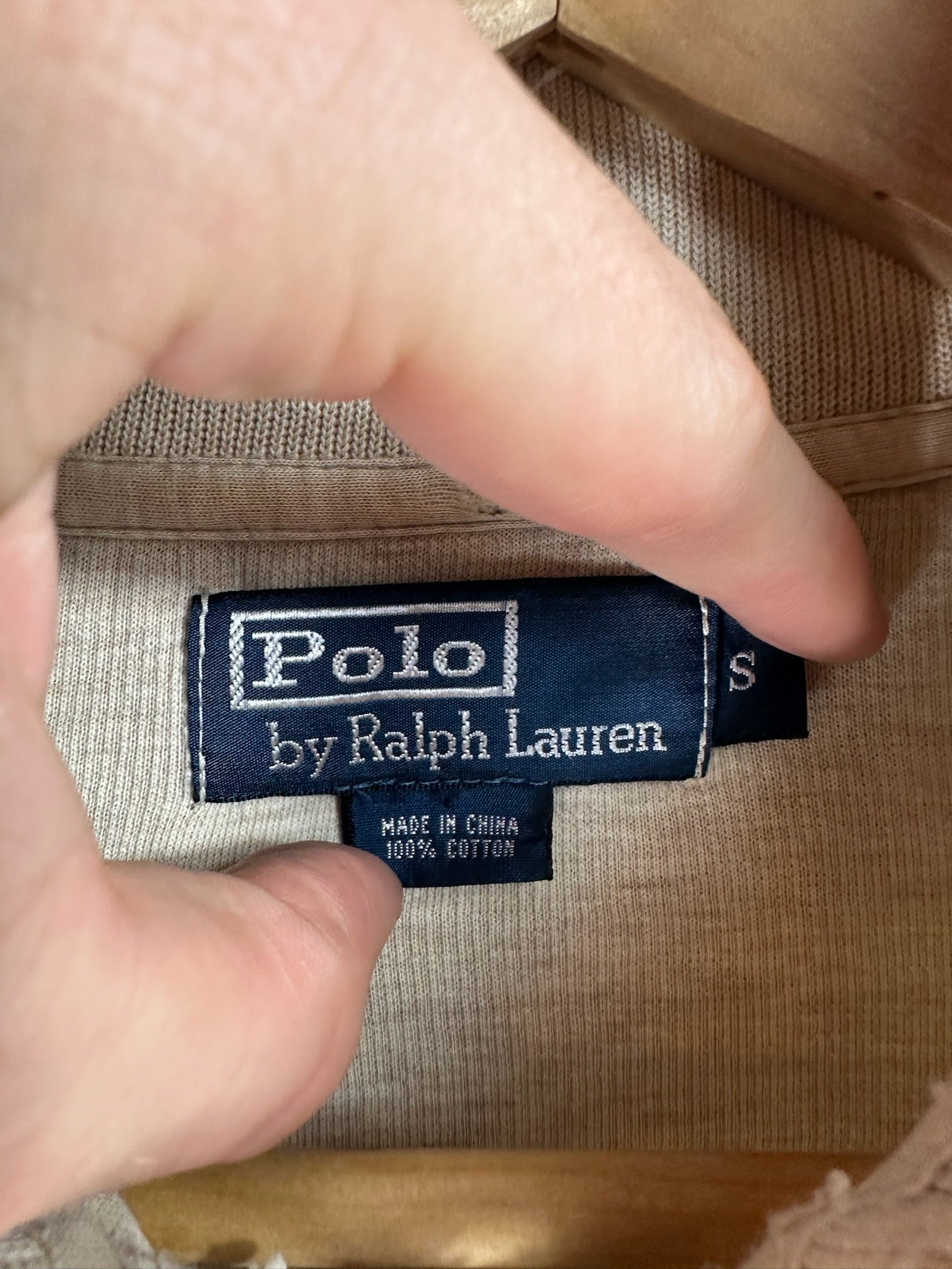 Pull zippé Ralph Lauren beige - Homme - Taille S