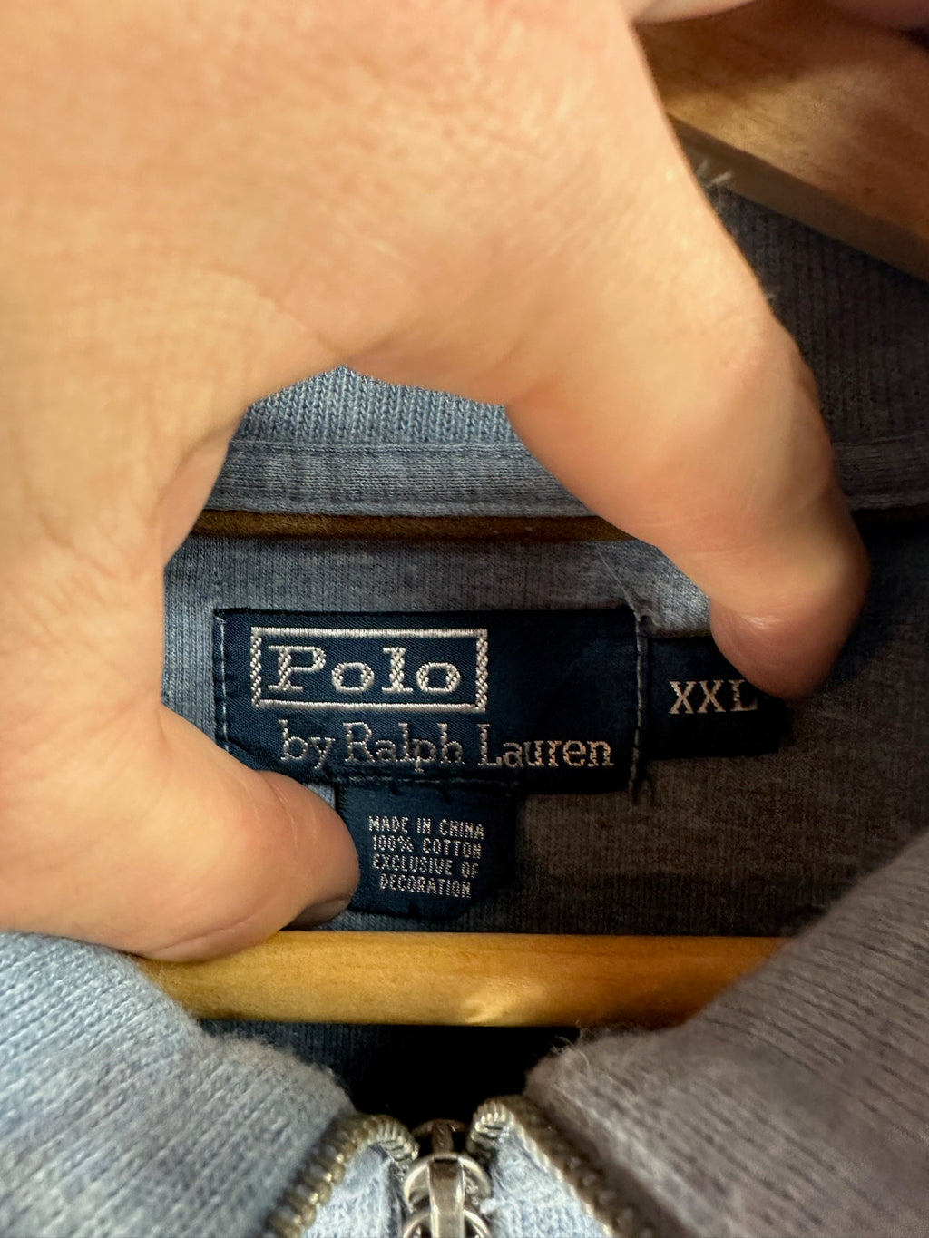 Pull zippé Ralph Lauren bleu - Homme - Taille XXL