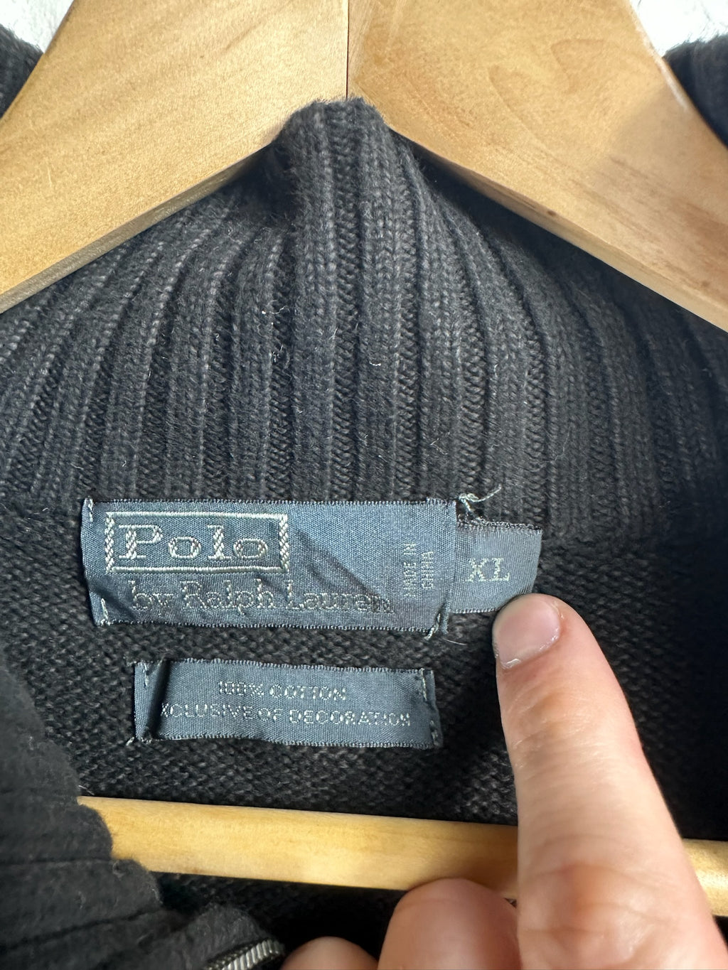 Pull zippé Ralph Lauren noir - Homme - Taille XL