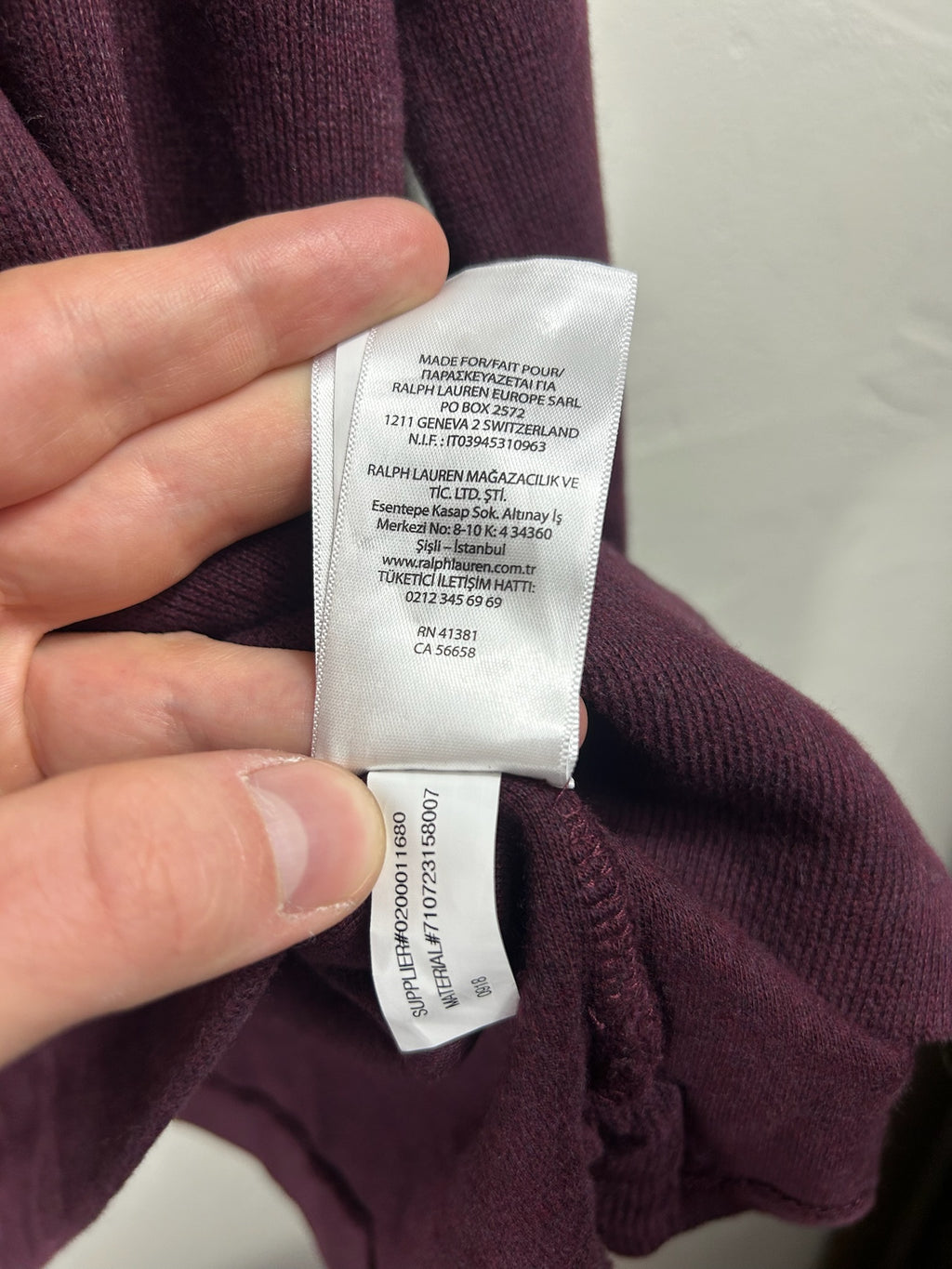 Pull zippé Ralph Lauren bordeaux - Homme - Taille S