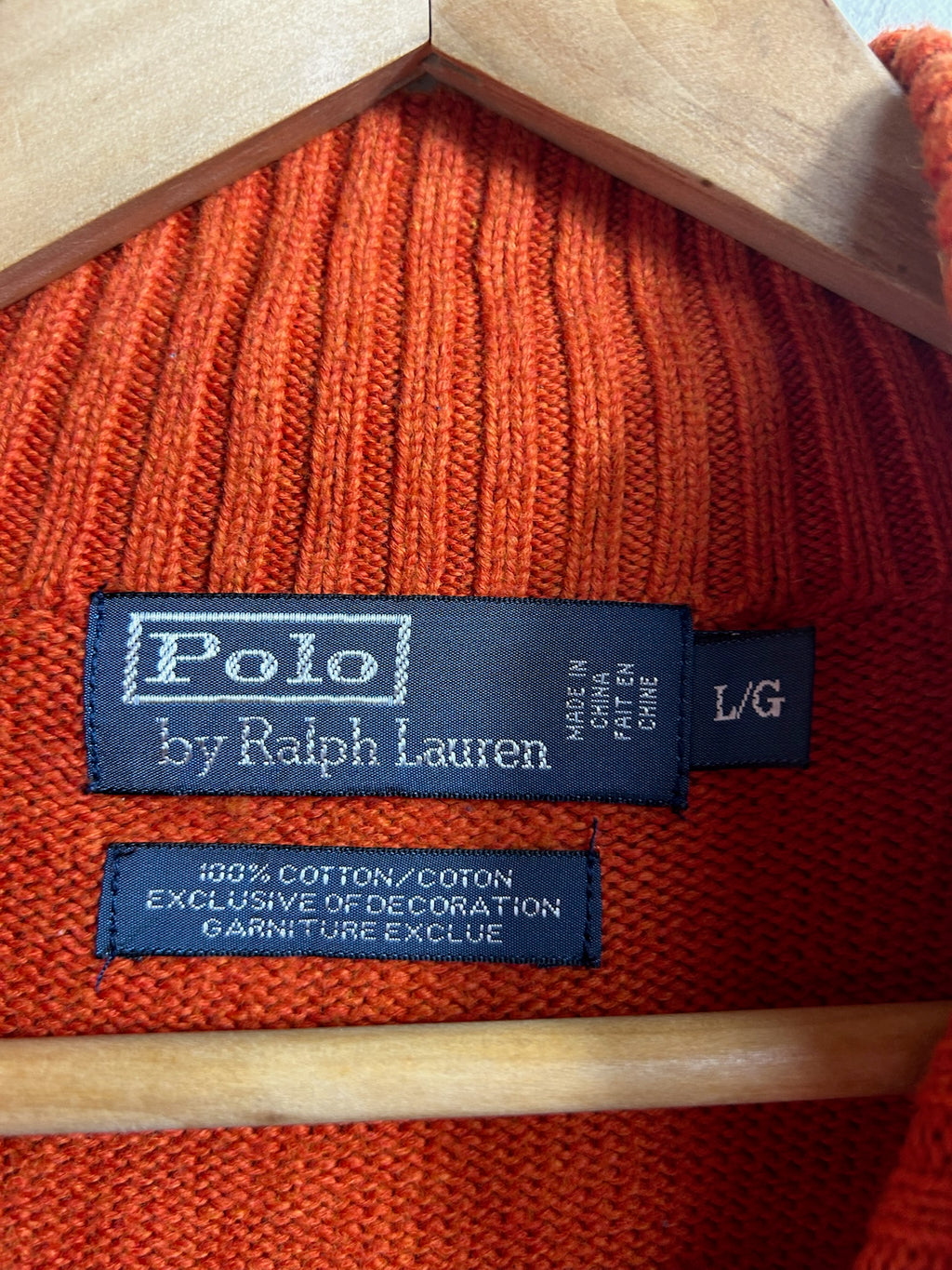 Pull zippé Ralph Lauren orange - Homme - Taille L