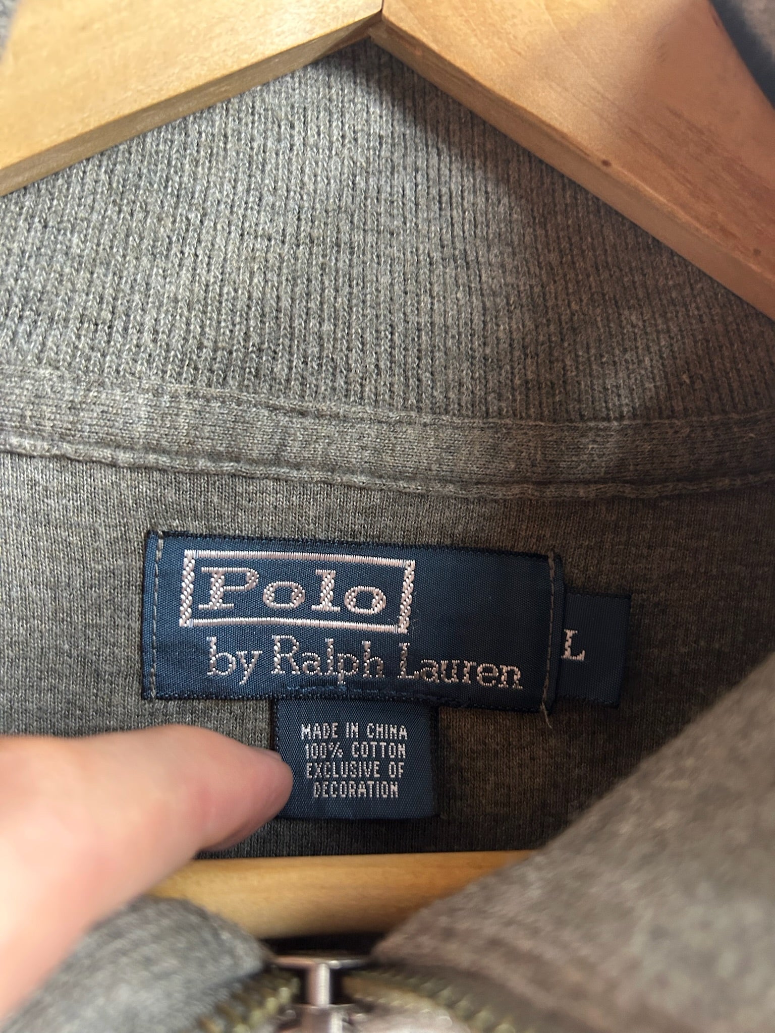 Pull zippé Ralph Lauren gris - Homme - Taille L