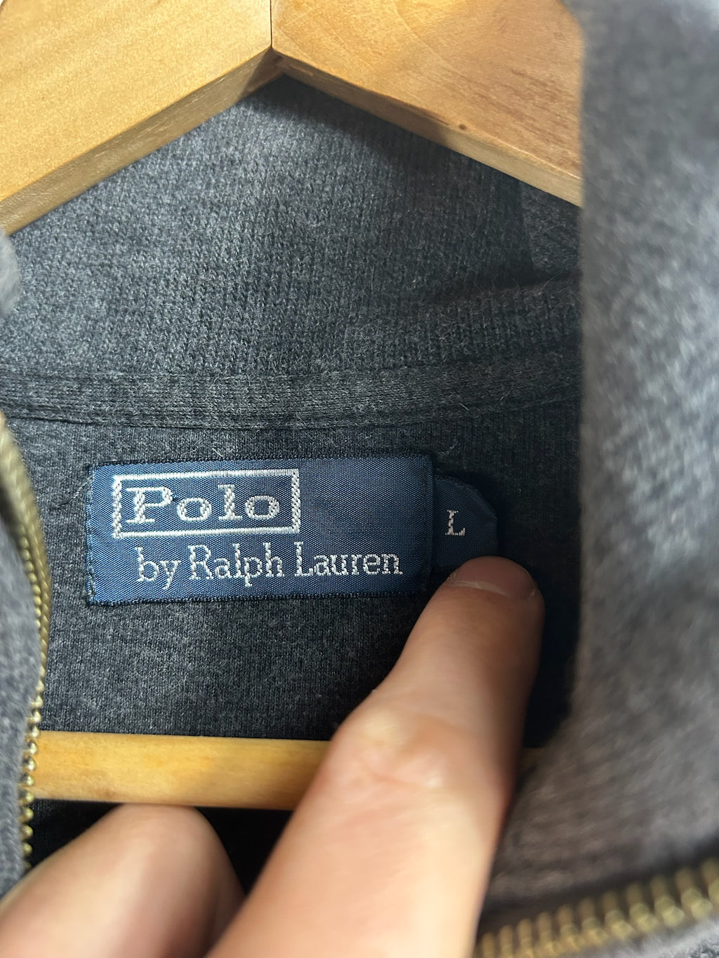 Pull zippé Ralph Lauren gris - Homme - Taille L