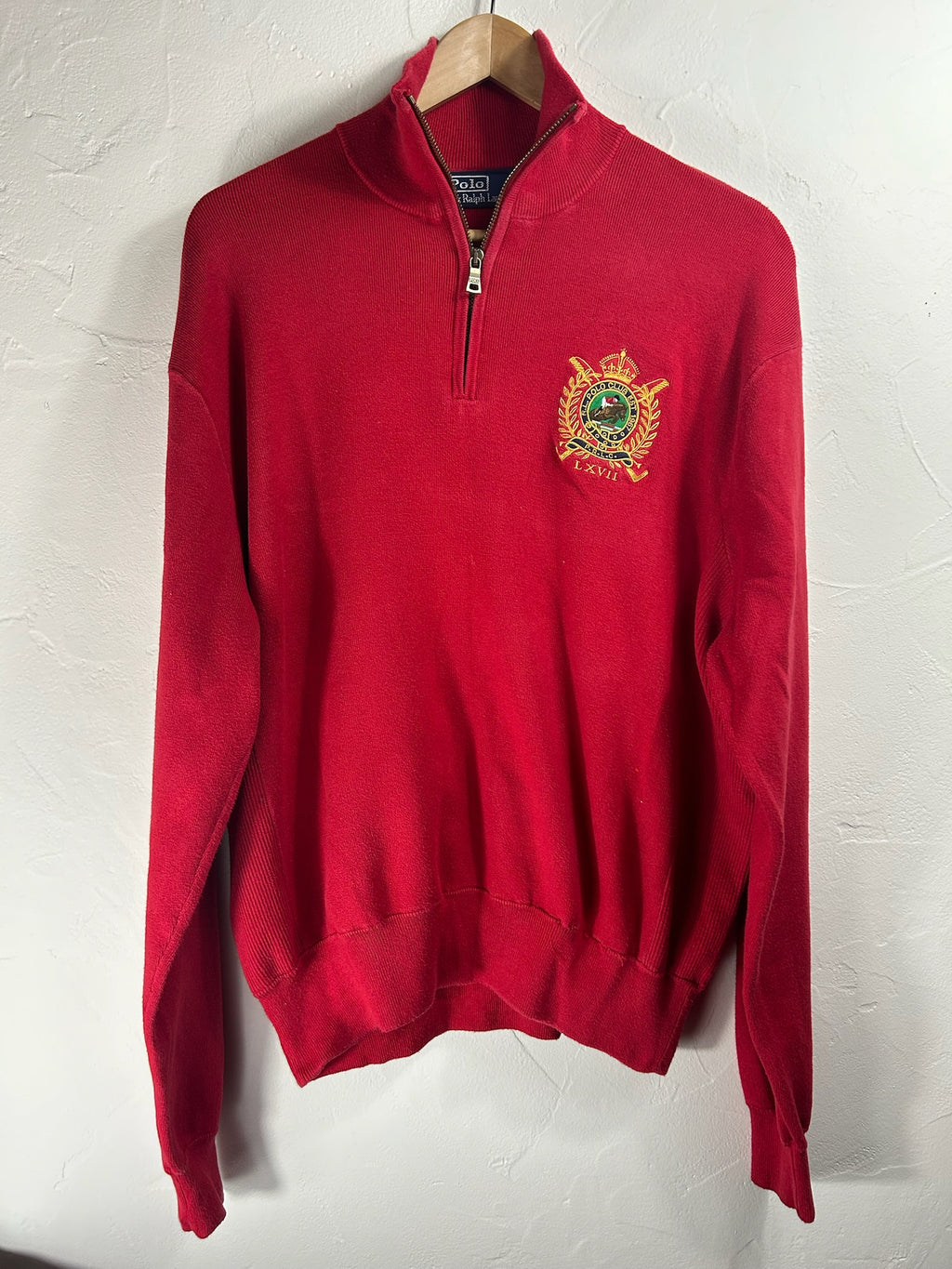 Pull zippé Ralph Lauren rouge - Homme - Taille XL